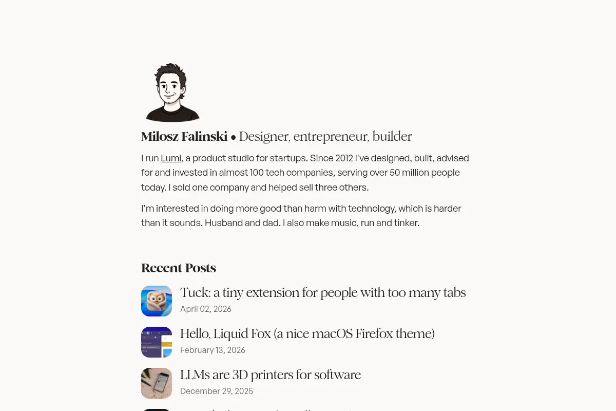 Milosz Falinski • Designer, entrepreneur, builder