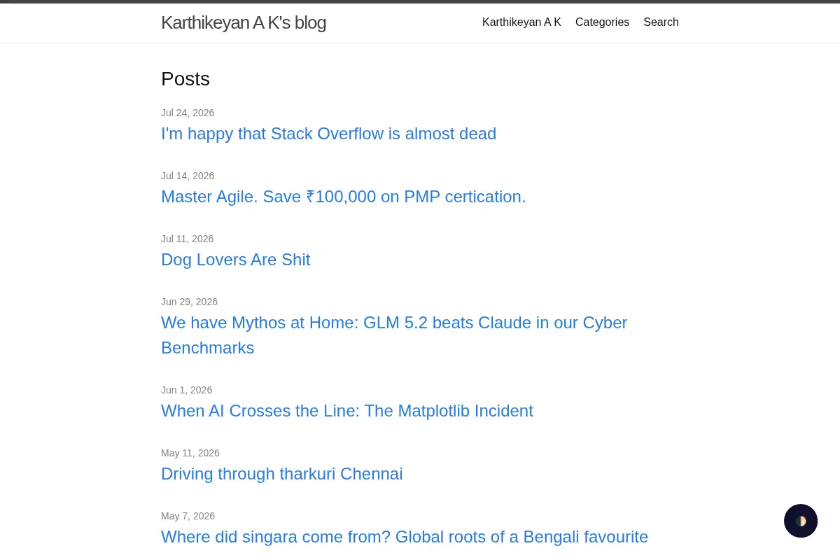 Karthikeyan A K’s blog
