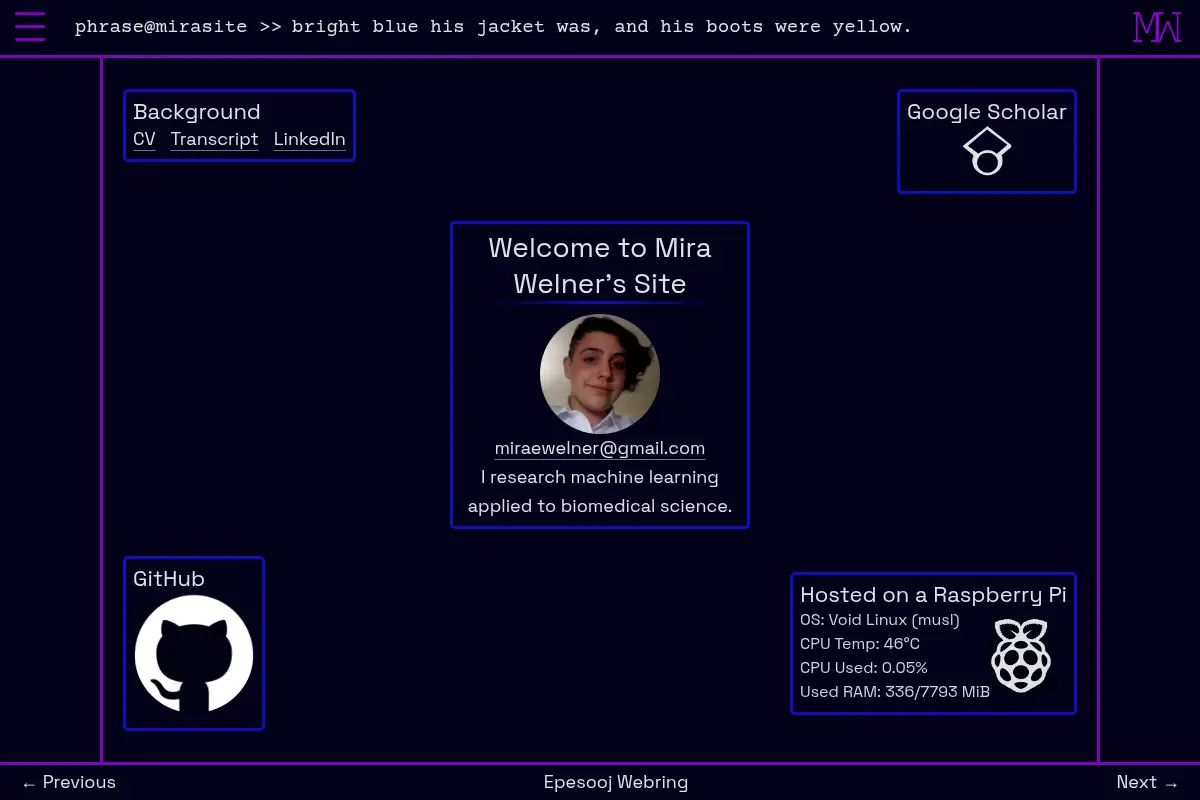 Mira Welner's Personal Site