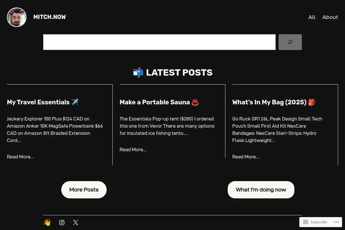 mitch.now – Thoughts, projects, and lists.