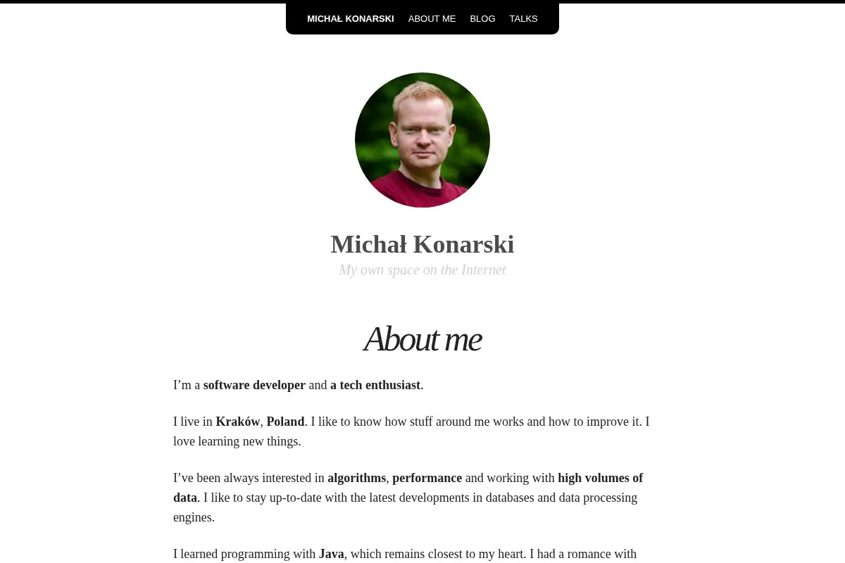 About me – Michał Konarski