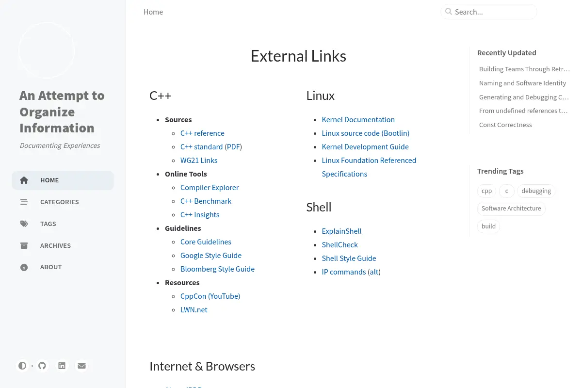 An Attempt to Organize Information
