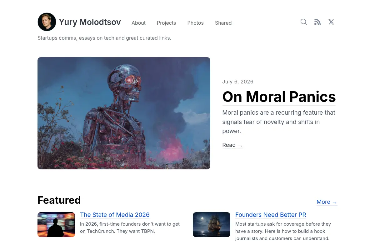 Yury Molodtsov - Startup Communications and Tech Essays