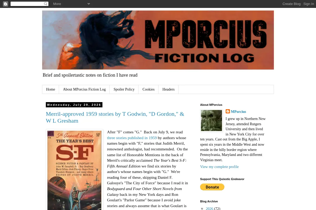 MPorcius Fiction Log