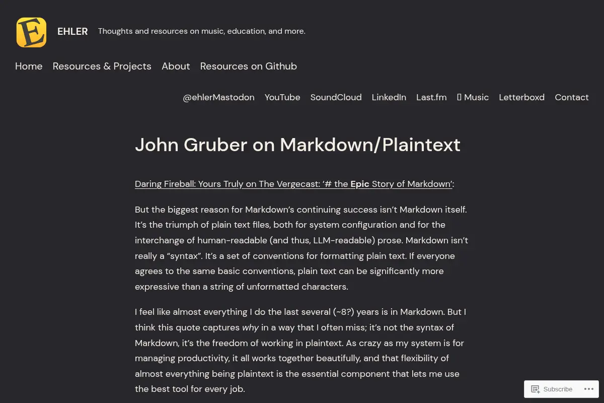 Ehler – Thoughts and resources on music, education, and more.