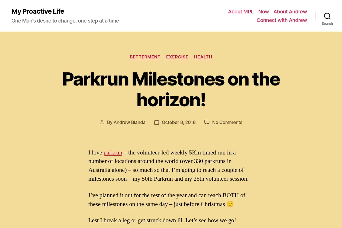 My Proactive Life – One Man's desire to change, one step at a time