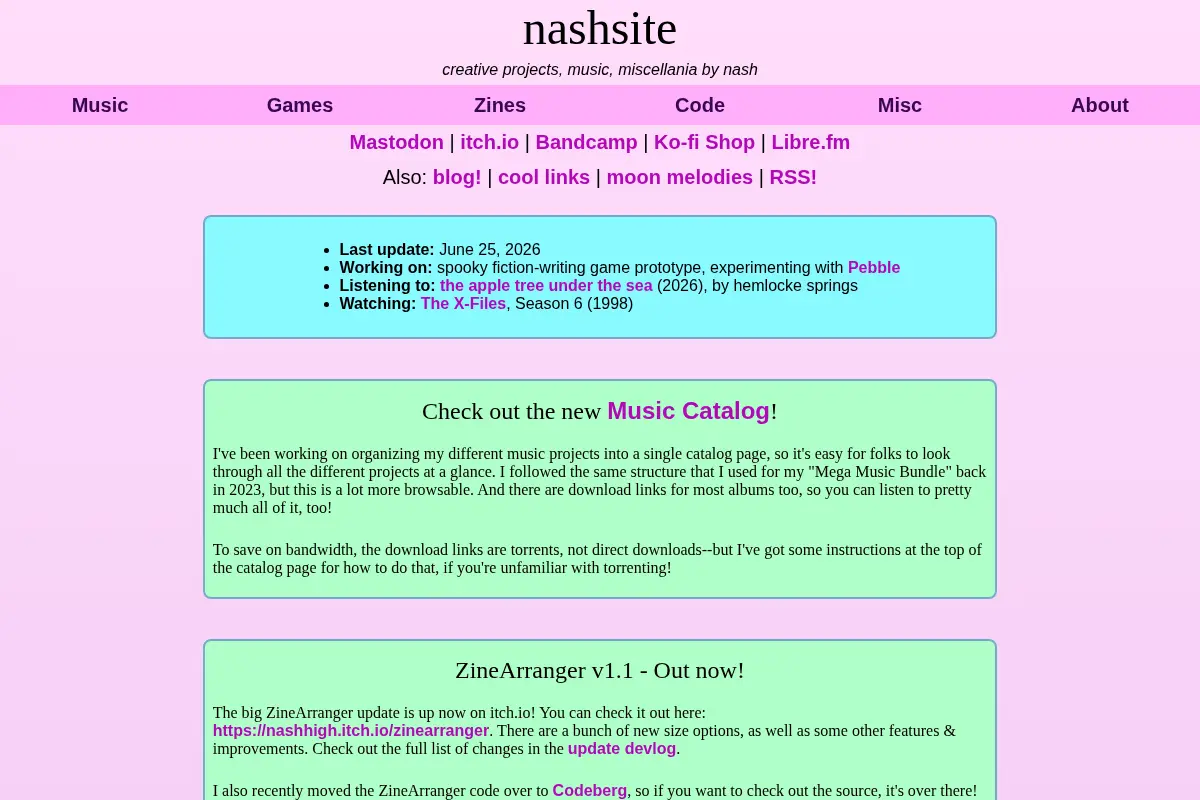 Nash's Website