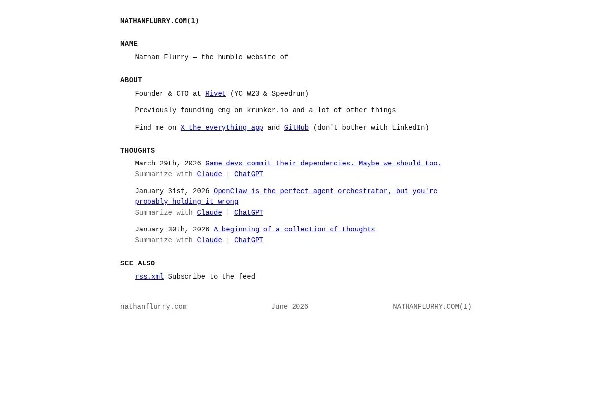 Nathan's humble website