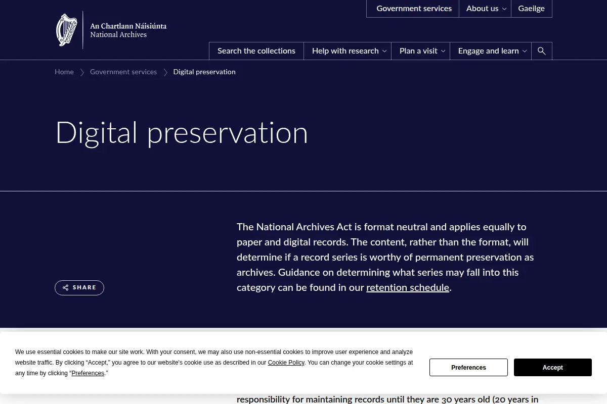 Digital Preservation | The National Archives of Ireland