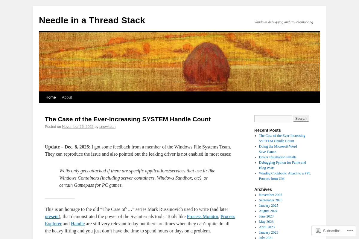 Needle in a Thread Stack