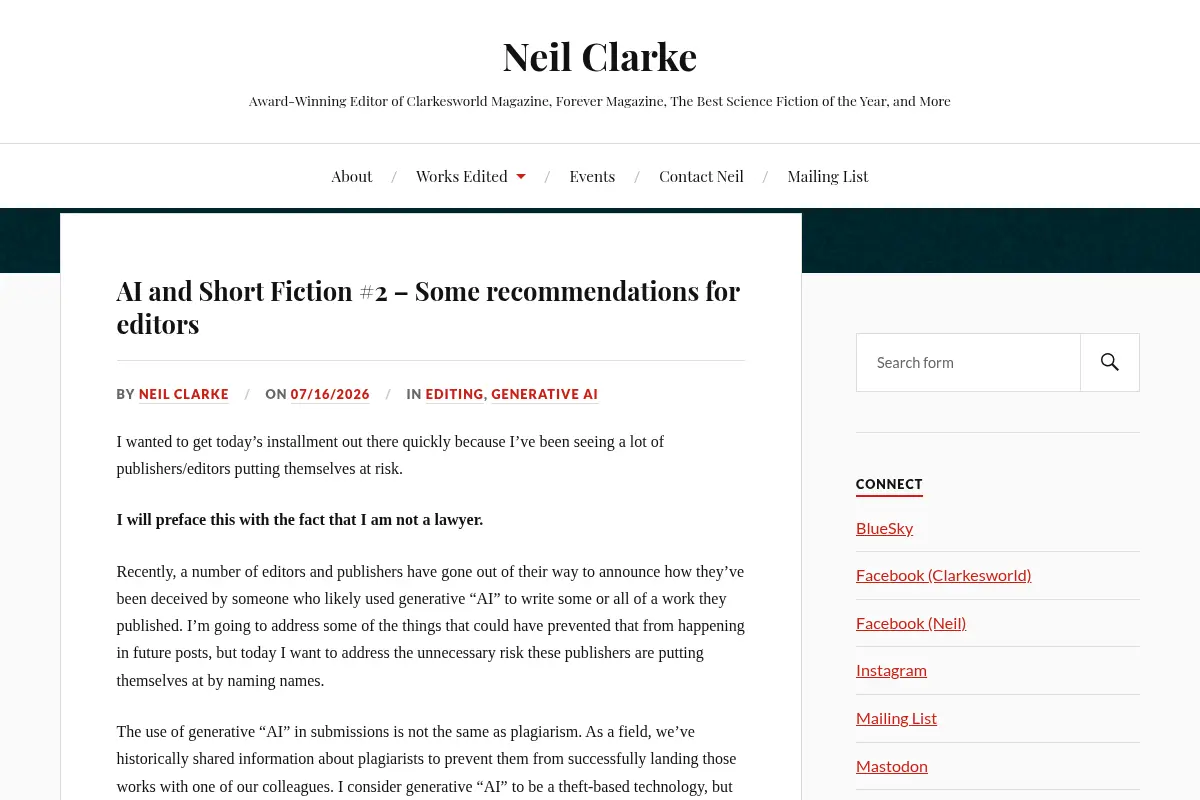 Neil Clarke – Editor of Clarkesworld Magazine