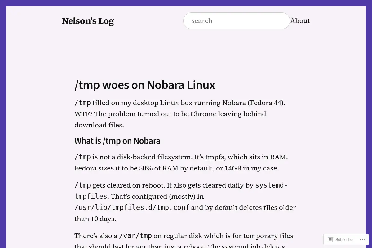 Nelson's log – A personal work journal