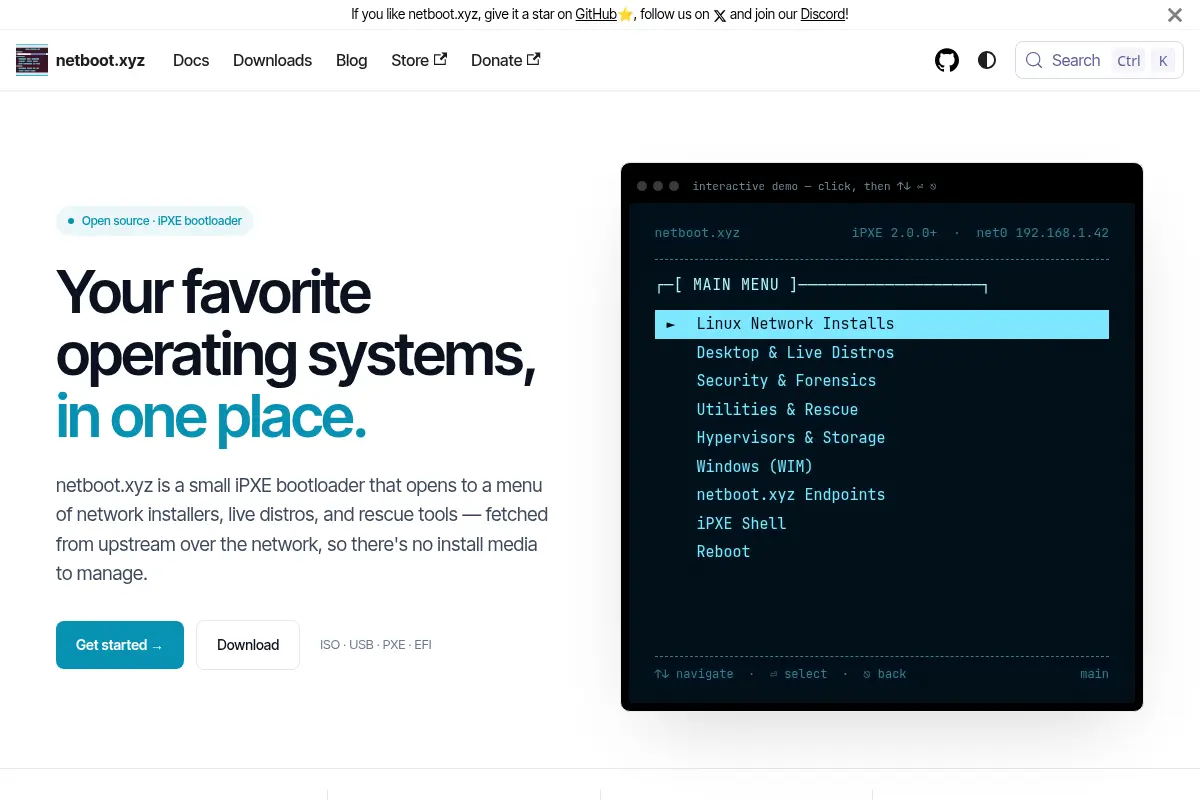 Your favorite operating systems in one place | netboot.xyz