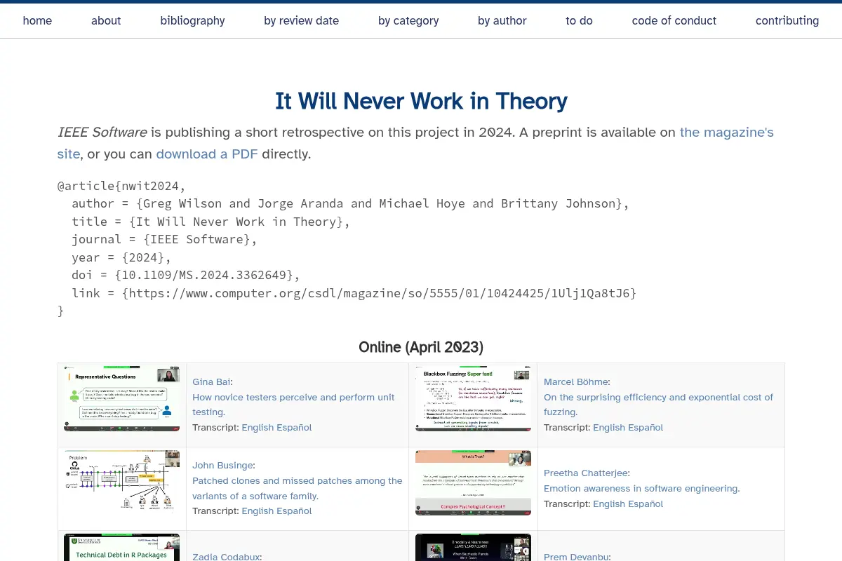 It Will Never Work in Theory