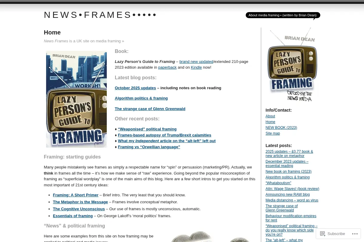 News Frames: About media framing (by Brian Dean)