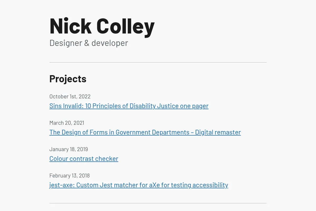 Nick Colley – Developer & Designer