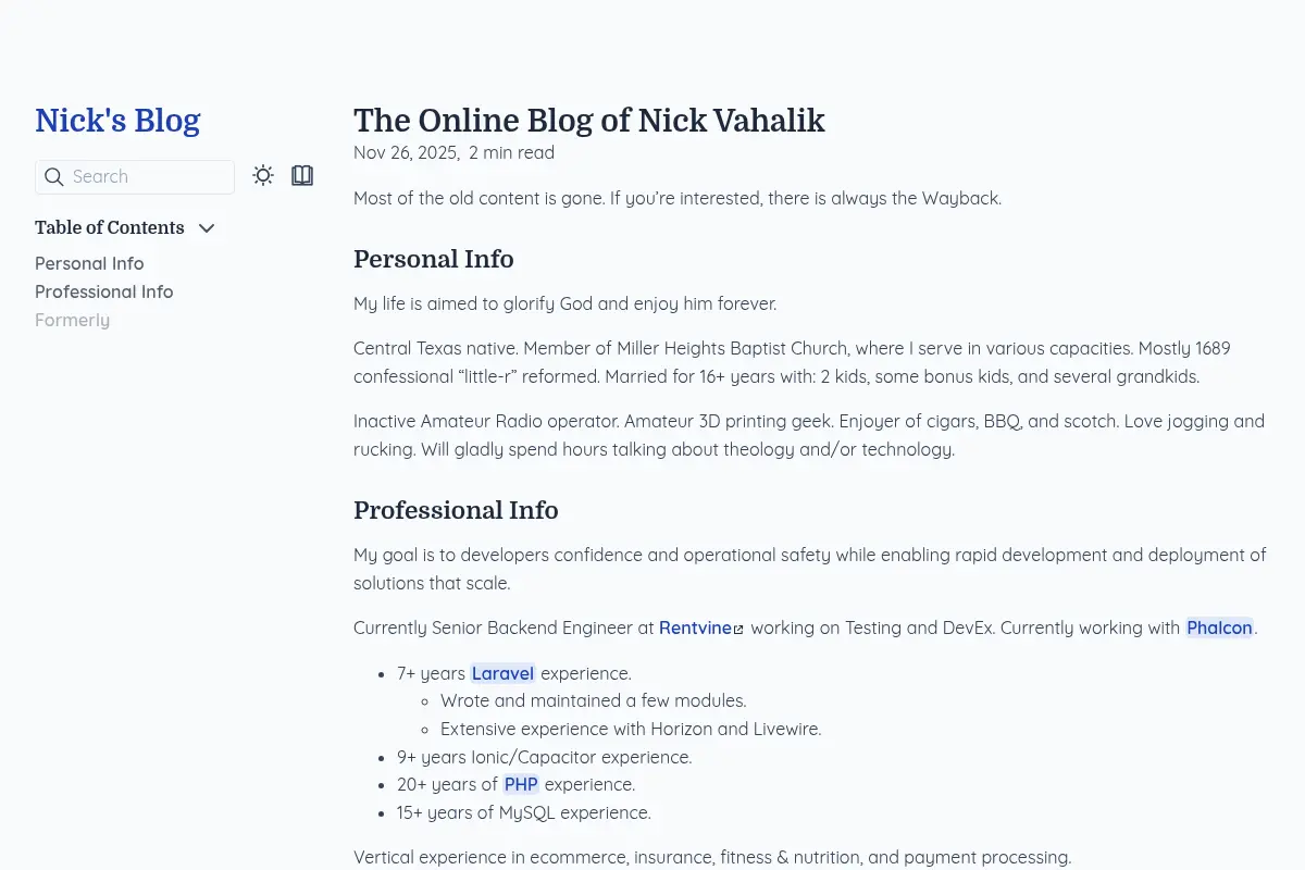 The Online Blog of Nick Vahalik