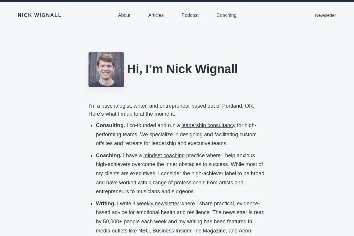 Nick Wignall: Clinical Psychologist, Writer, and Consultant