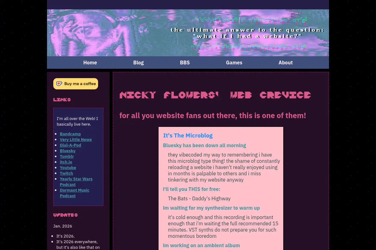 Nicky Flowers' Web Crevice