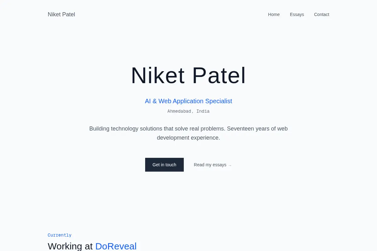 Niket Patel - AI & Web Application Specialist