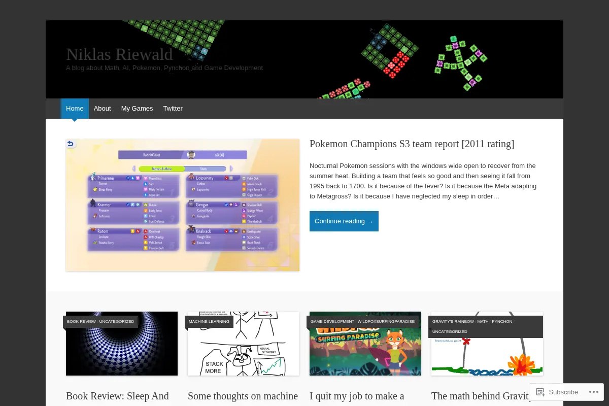 Niklas Riewald | A blog about Math, AI, Pokemon, Pynchon and Game Development