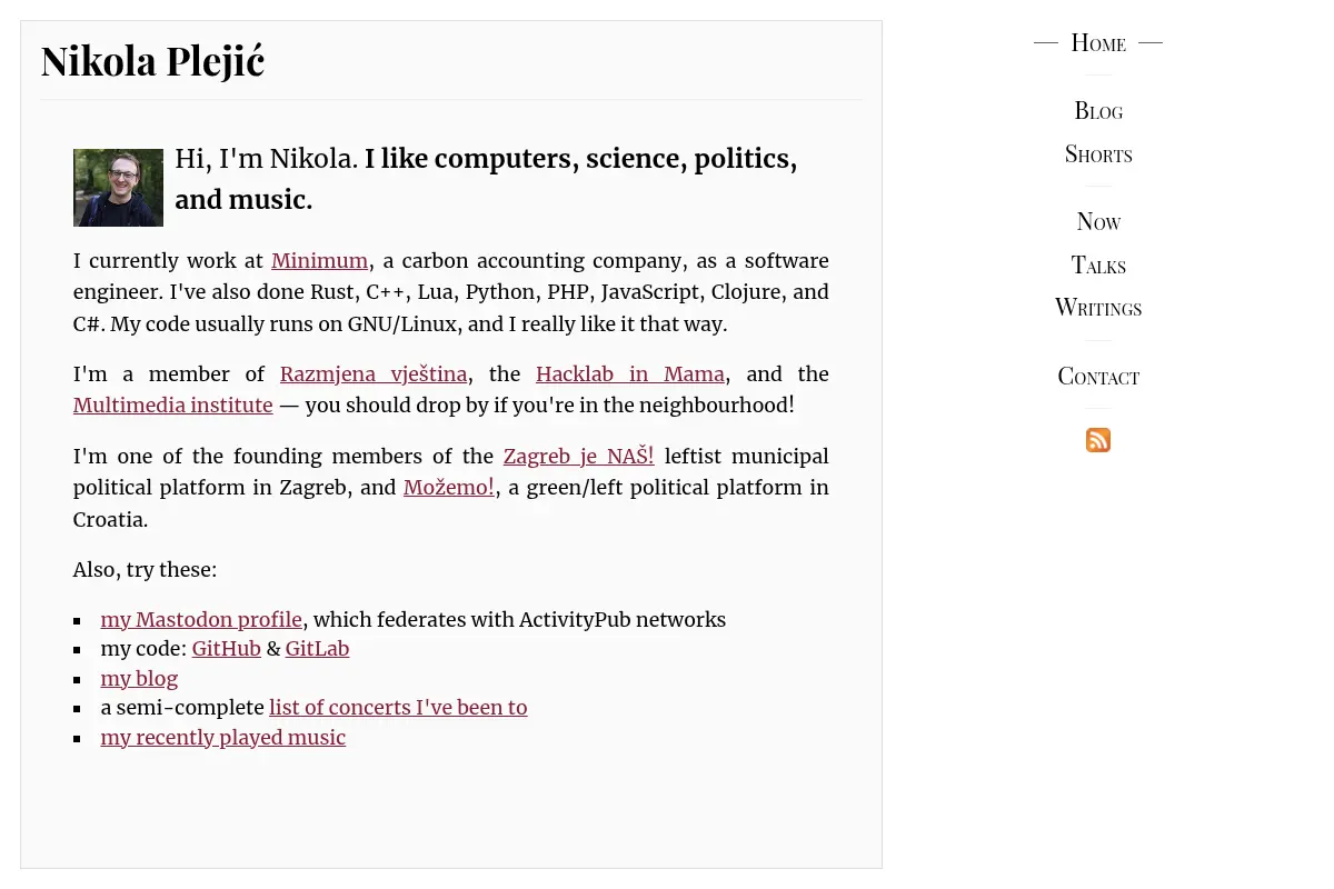 Nikola Plejić: Homepage