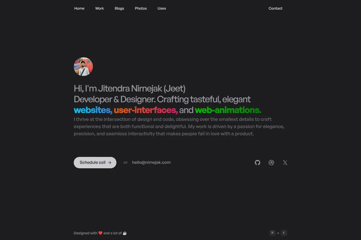 Jitendra Nirnejak - Developer & Designer