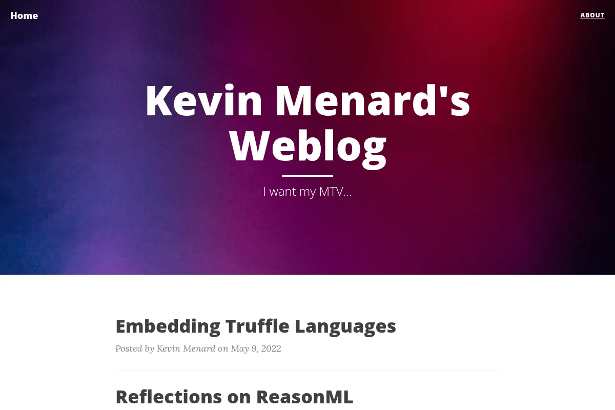 Kevin Menard's Weblog