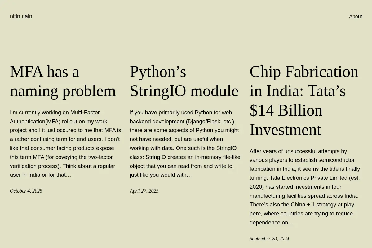 Nitin Nain: Python, Django, React, Distributed Systems Portfolio