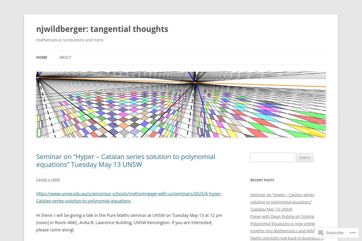 njwildberger: tangential thoughts