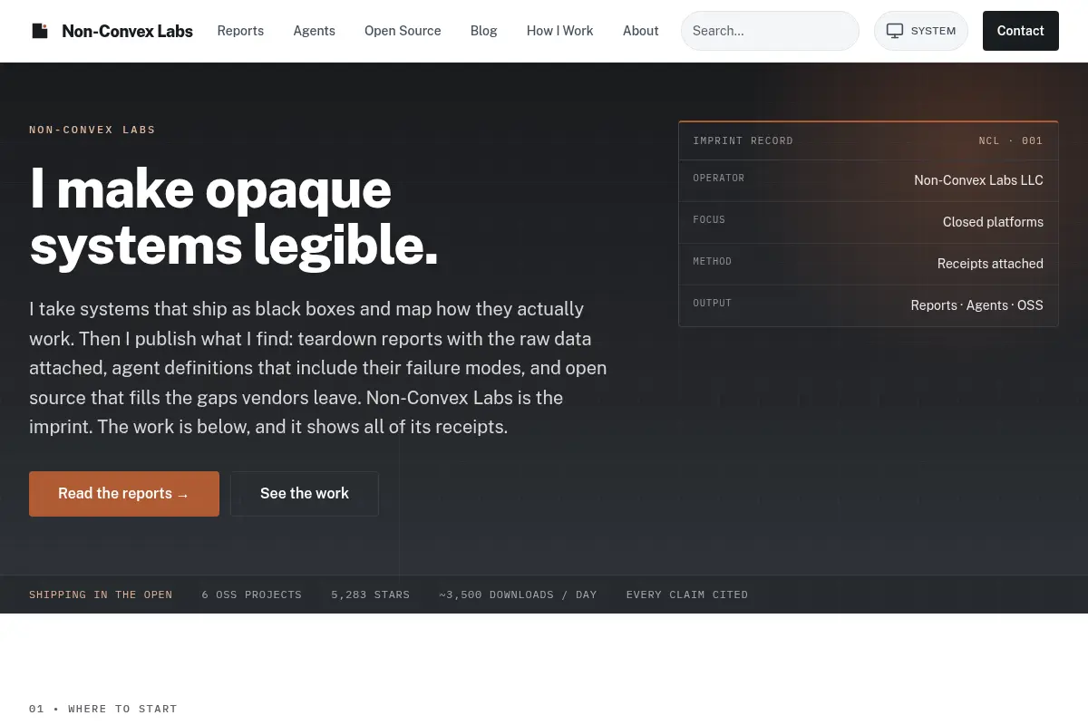 Non-Convex Labs · Opaque systems made legible