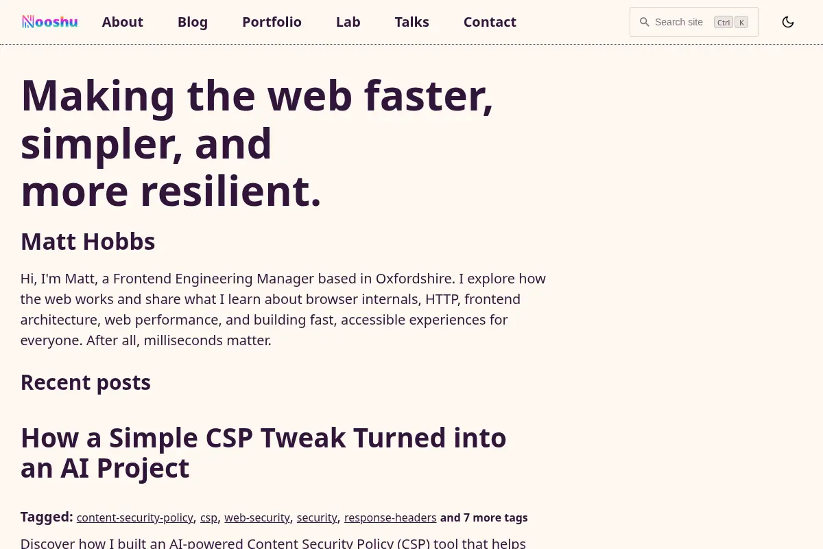 Matt Hobbs | Frontend Engineering Manager | Nooshu