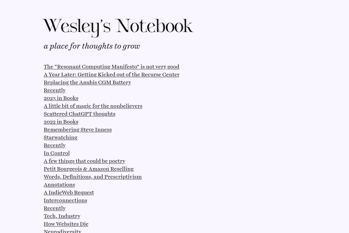 Wesley’s Notebook