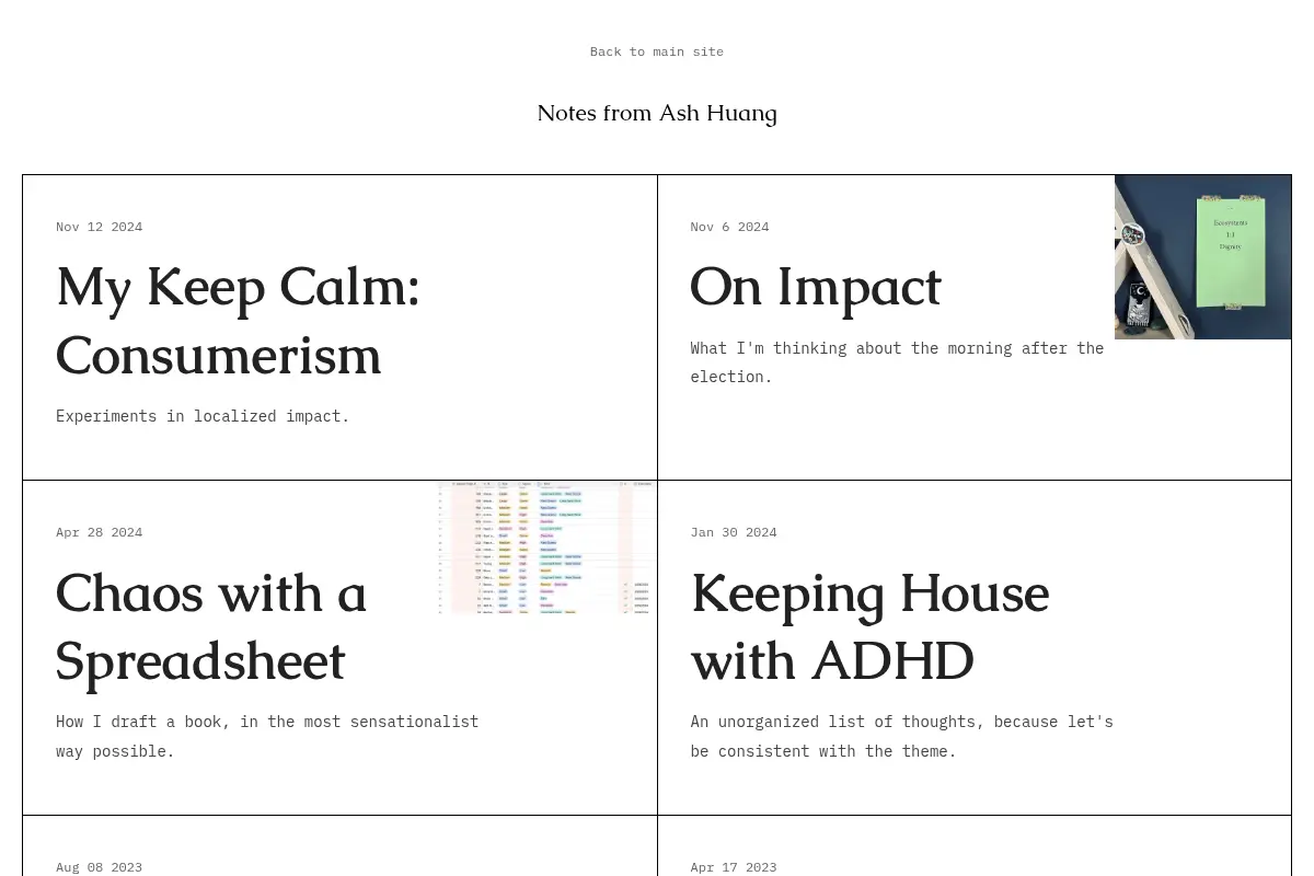 Notes from Ash Huang