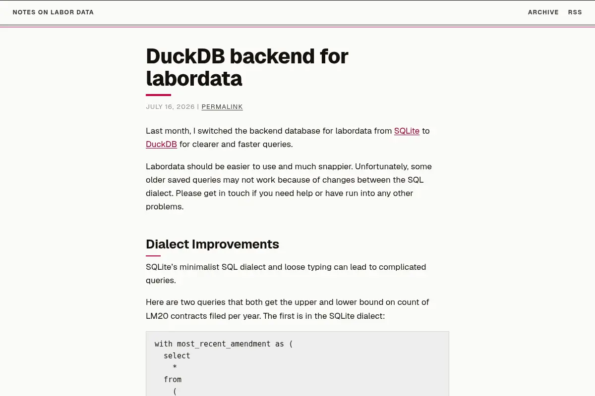 Notes on Labor Data