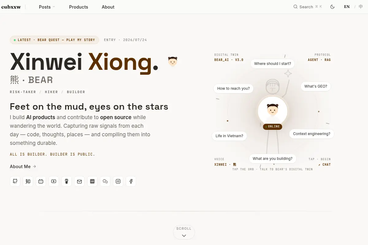 Xinwei Xiong (cubxxw) - AI, Open Source & Nomad Blog