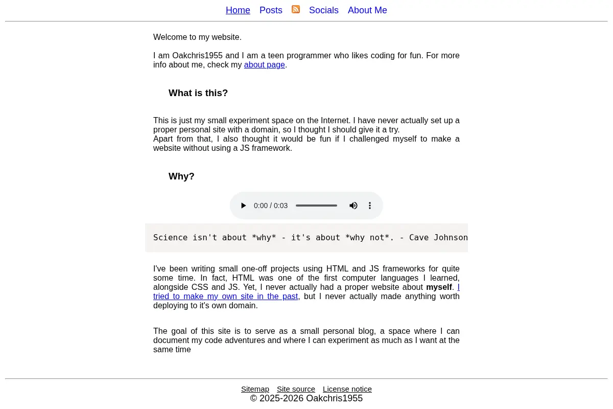 Oakchris1955's corner on the Internet