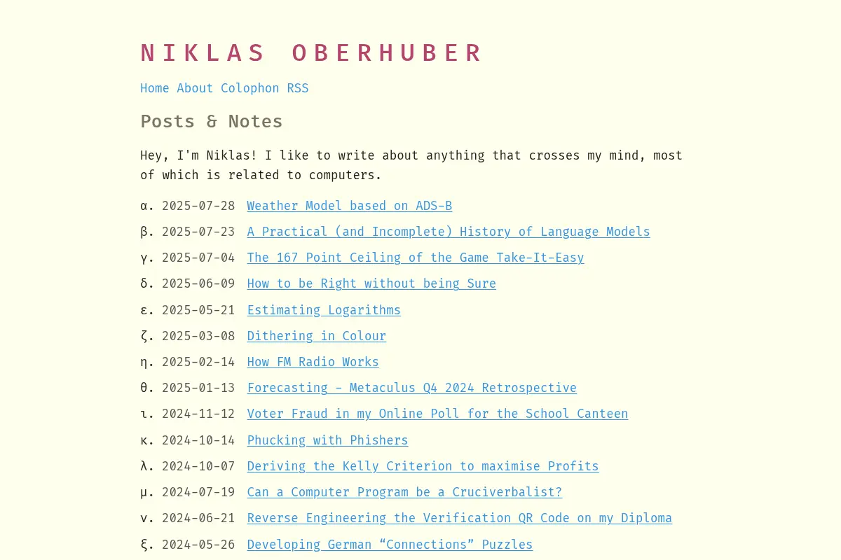 Niklas Oberhuber's Posts & Notes