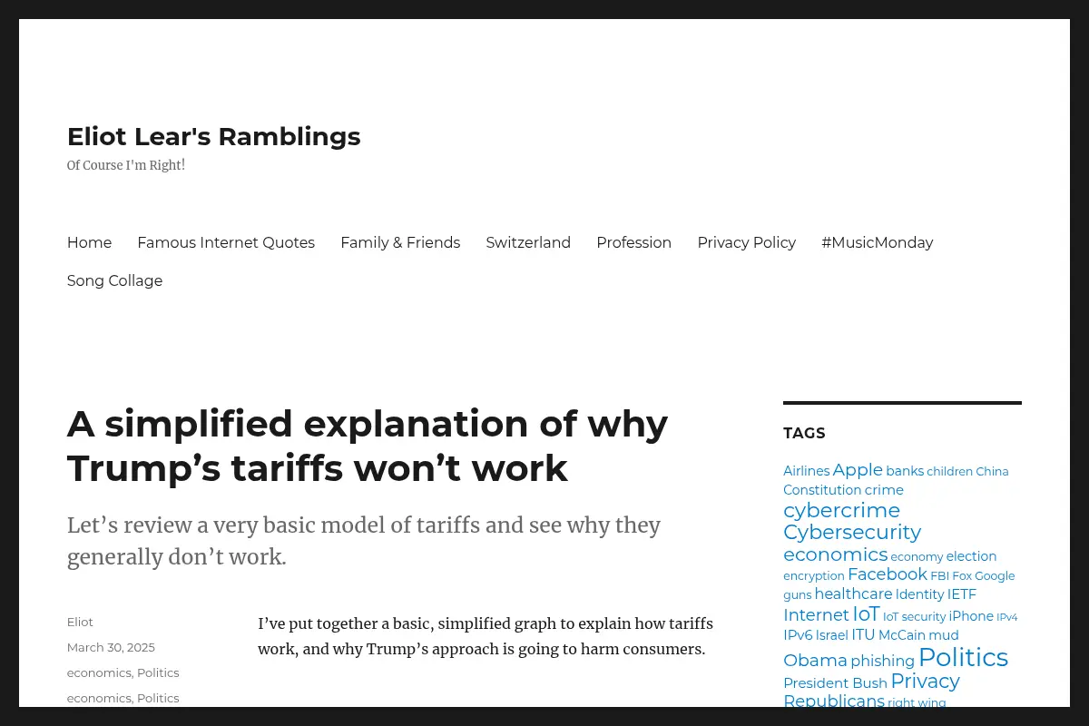 Eliot Lear's Ramblings – Of Course I'm Right!