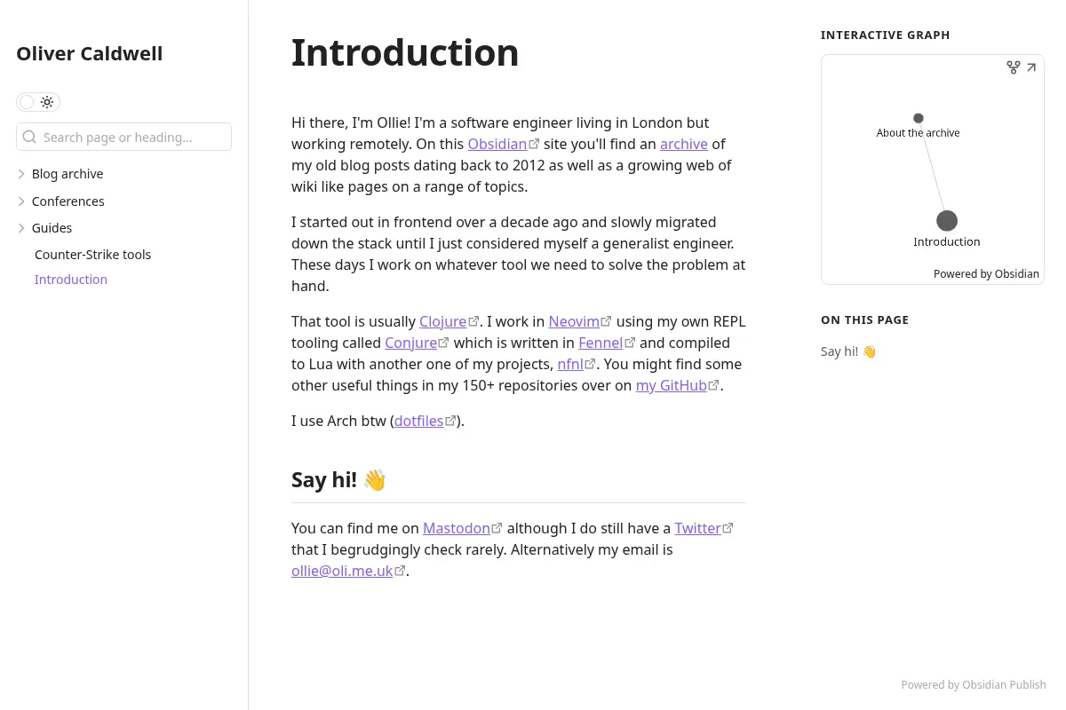 Oliver Caldwell's Personal Site