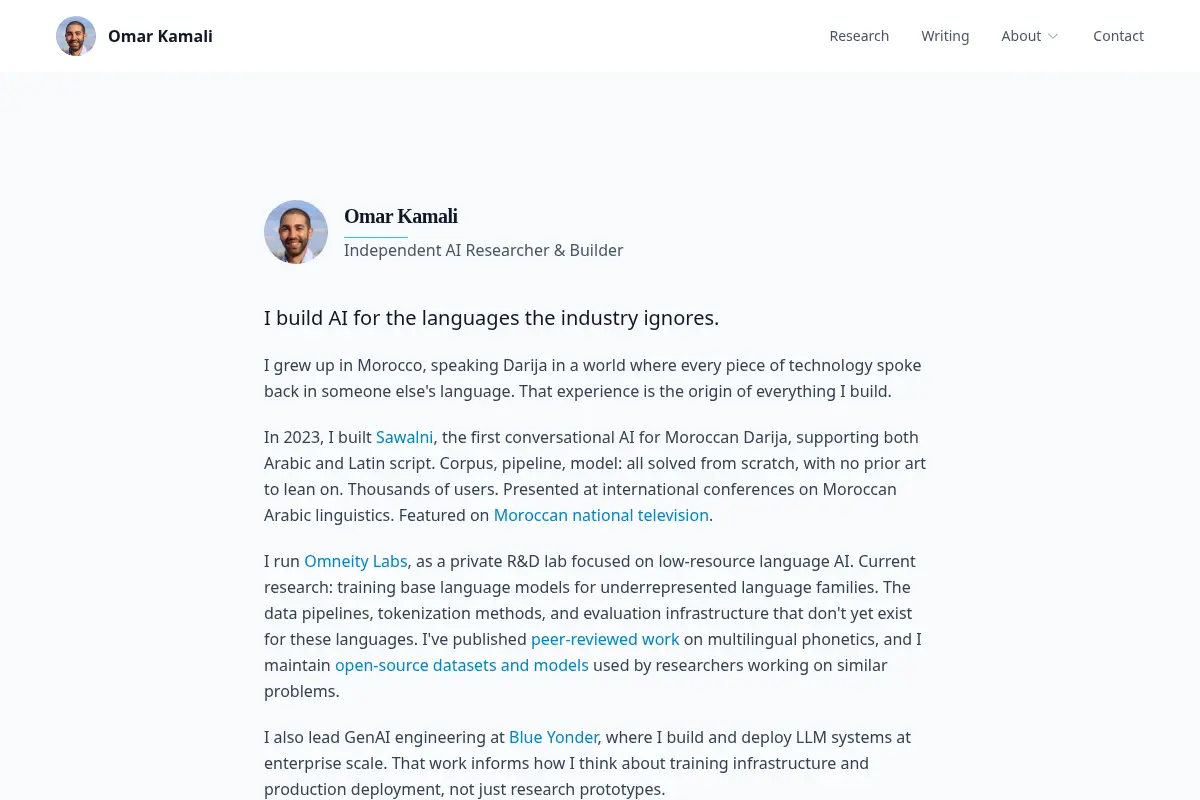 Omar Kamali | AI for the languages the industry ignores