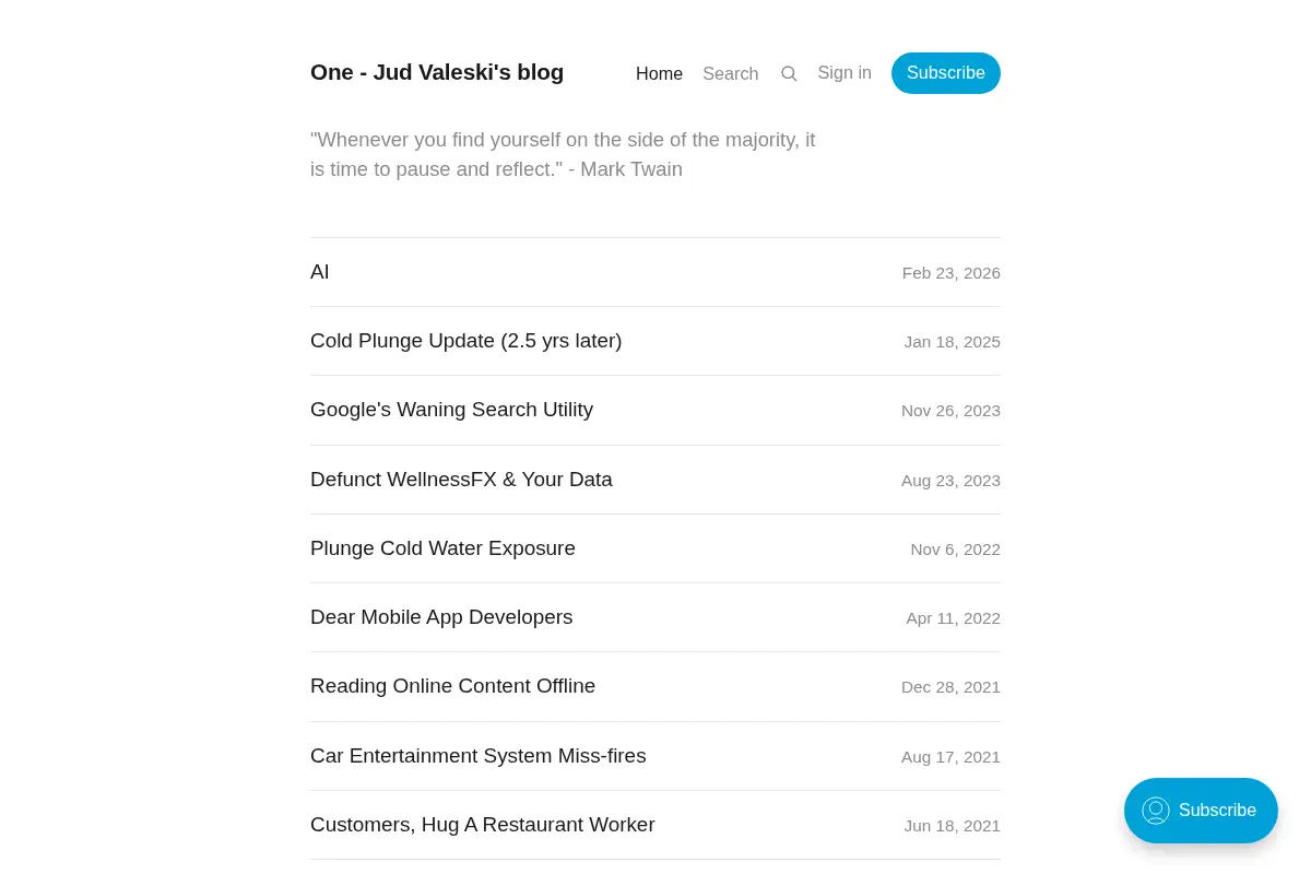 One - Jud Valeski's blog