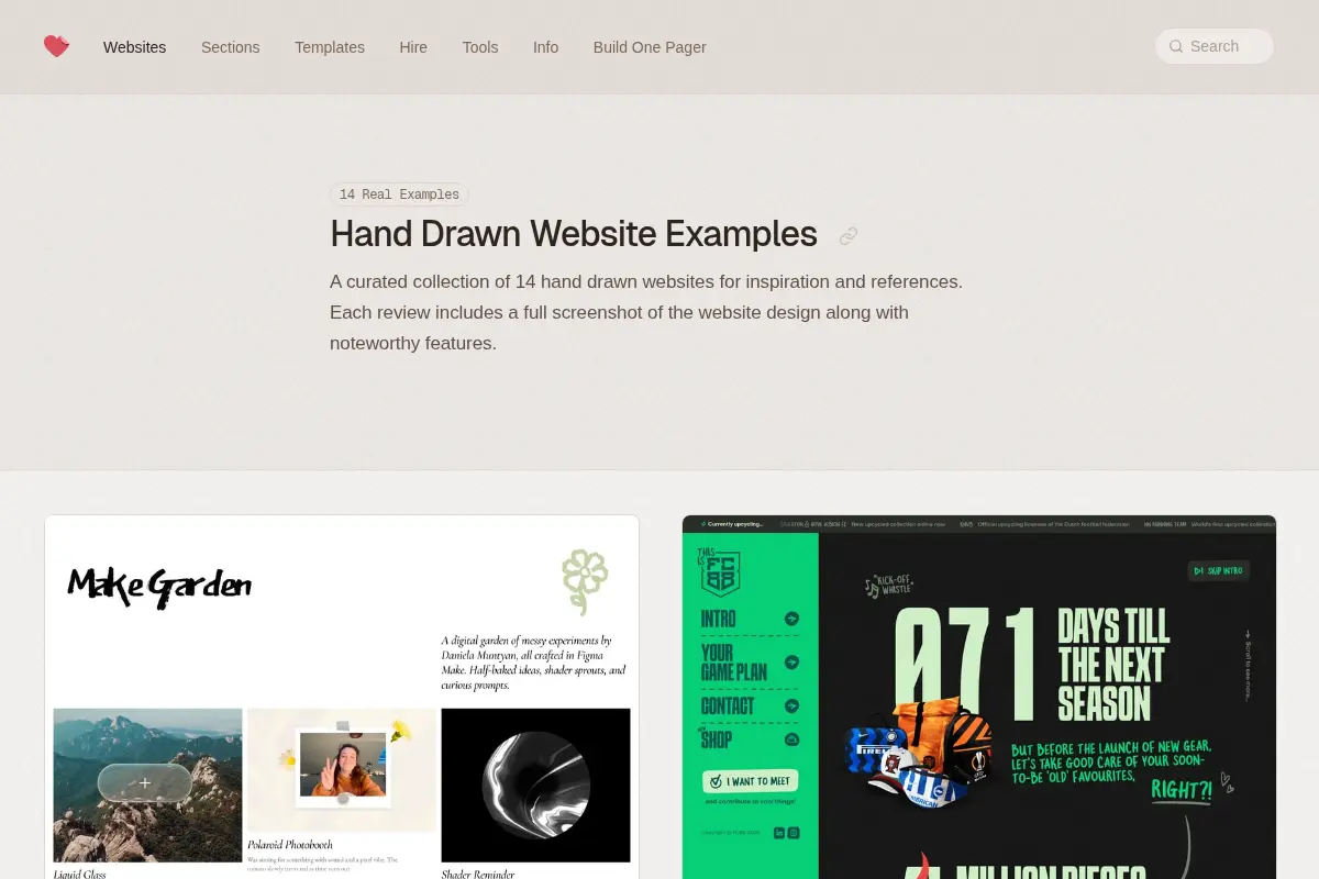 Hand Drawn Website Examples