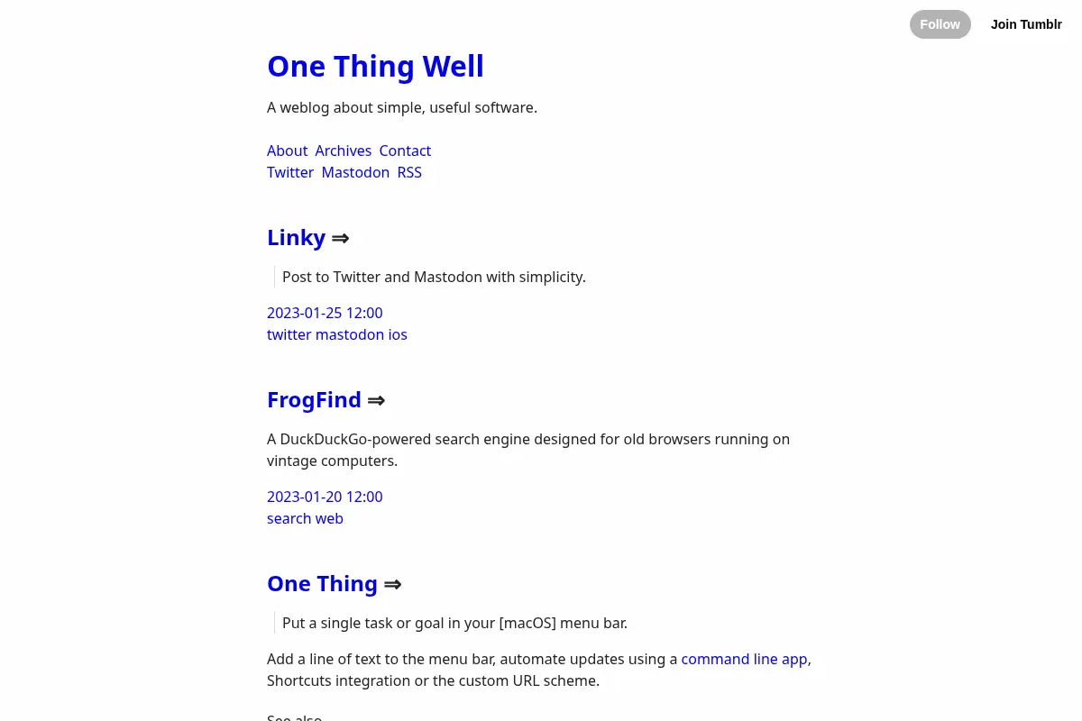 One Thing Well