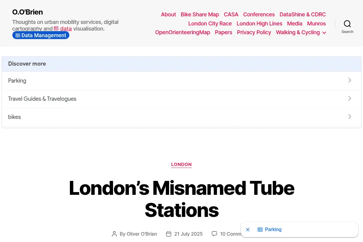 O.O'Brien – Thoughts on urban mobility services, digital cartography and data visualisation.