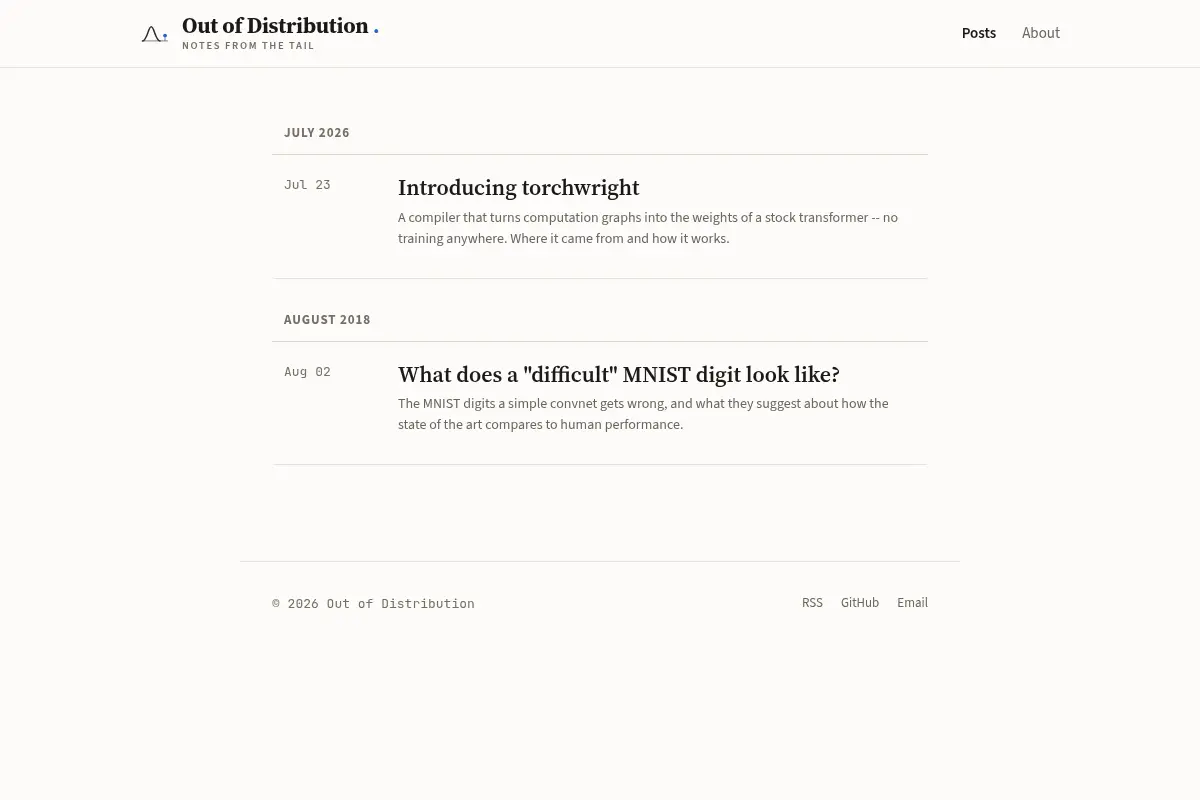 Out of Distribution — Notes from the tail — long-form, interactive writing on transformers and computation by Rob Porter.