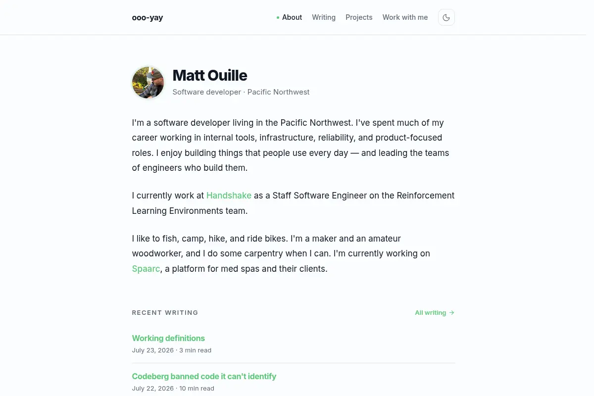 Matt Ouille — Software Engineer, Writer, and Maker