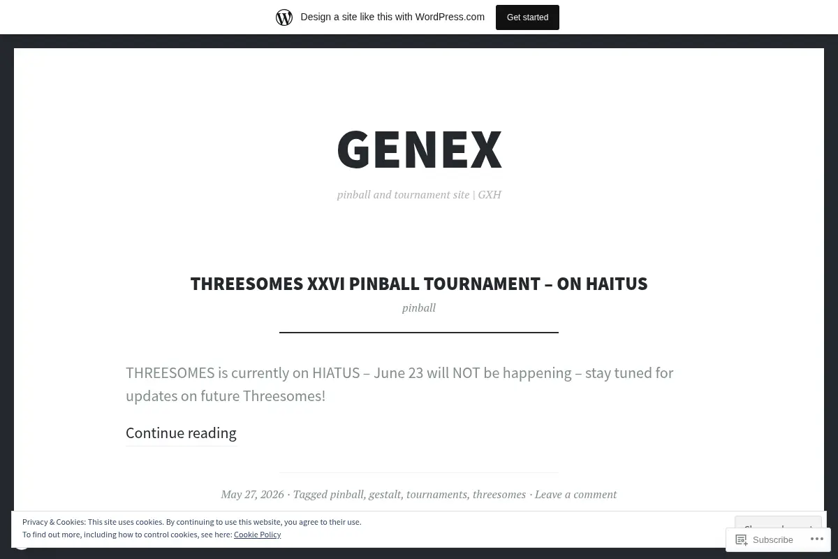 genex – pinball and tournament site