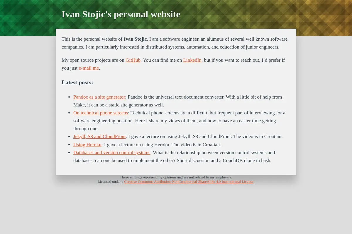 Ivan Stojic's personal website