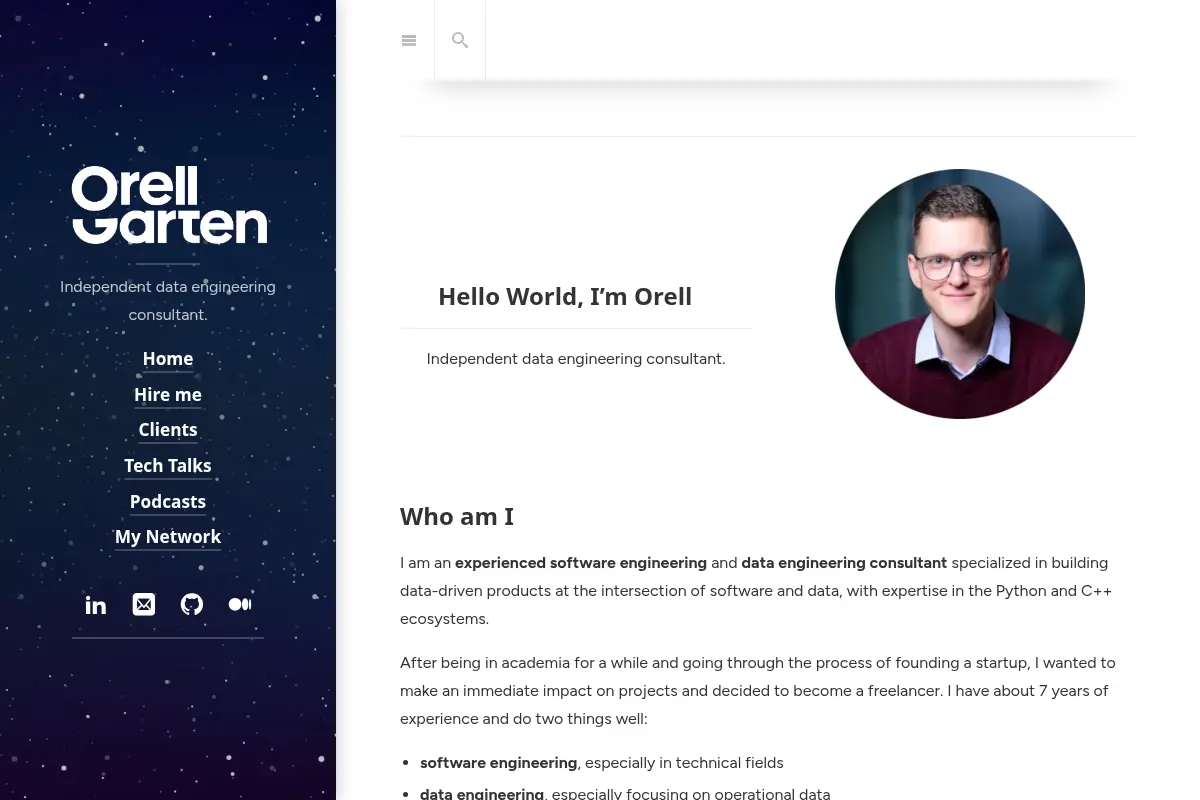 Orell Garten | Independent data engineering consultant.